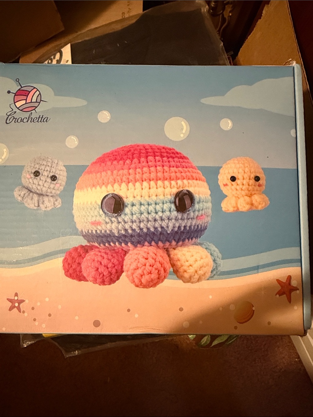 Rainbow Octopus Plush Toy - Multicolor Soft Crochet